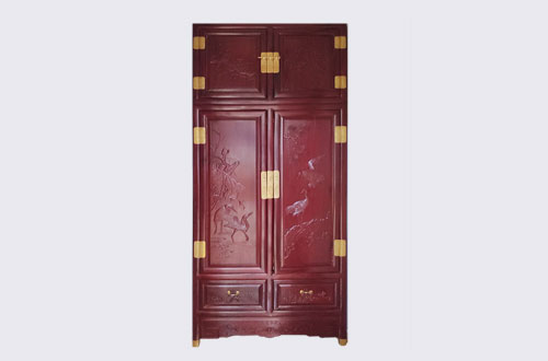 葫芦岛高端中式家居装修深红色纯实木衣柜