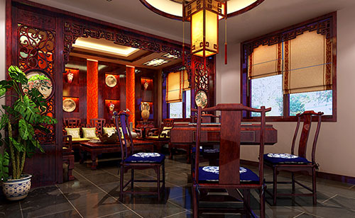 葫芦岛古典中式风格茶楼包间设计装修效果图