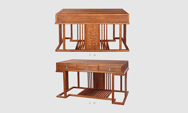 葫芦岛 别墅中式家居书房装修实木书桌效果图